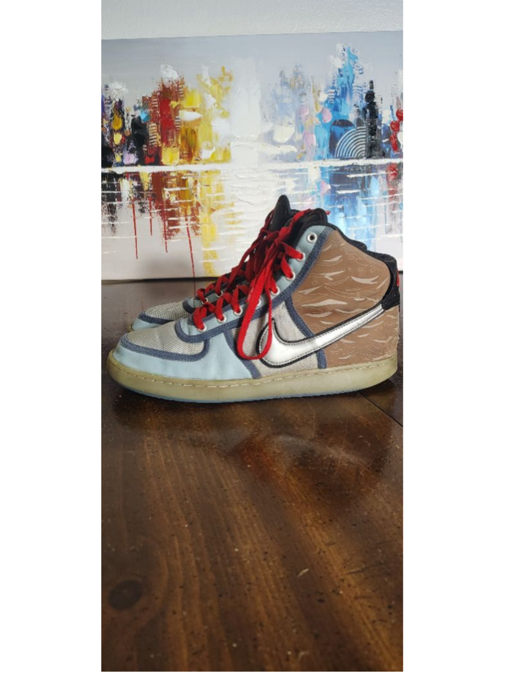 Nike High Top Shoes Mens Size 12 Multicolor Colorblock Red Laces Sneakers